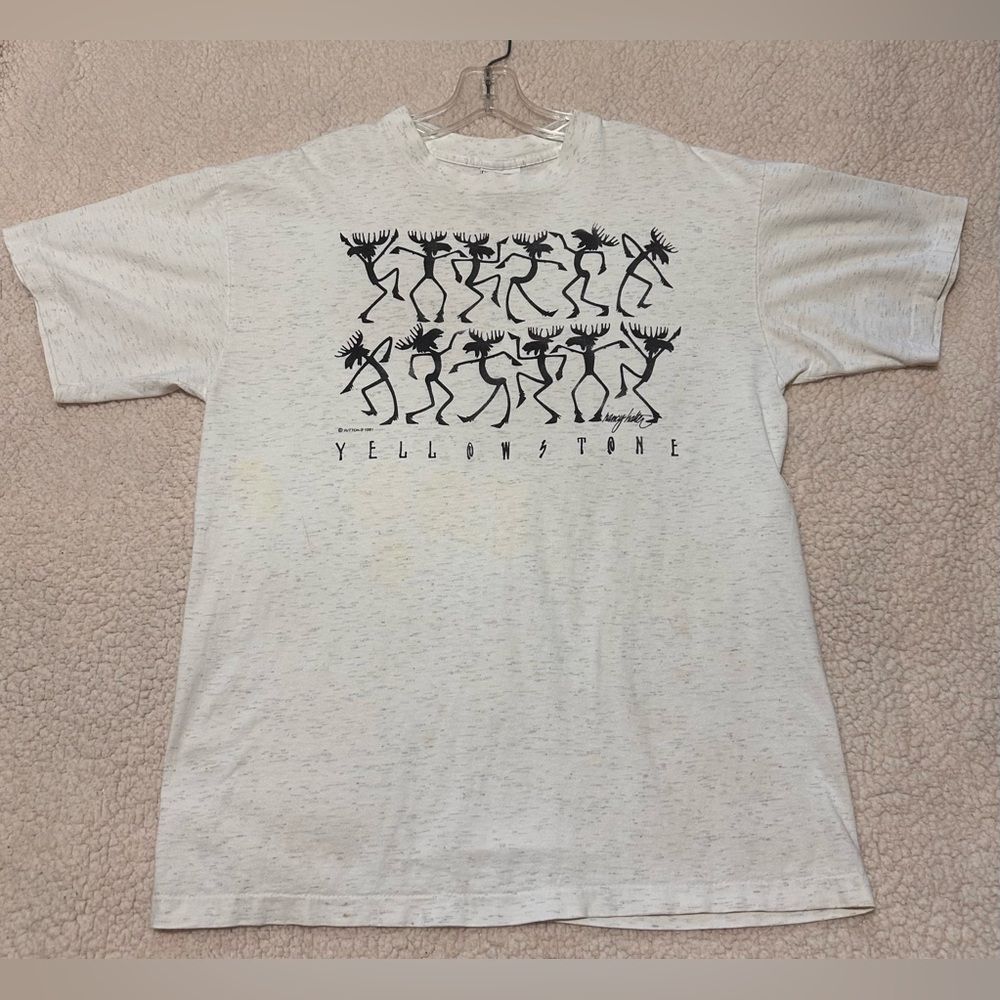 Vintage Suttons 90’s Yellowstone Dancing Moose Graphic T-Shirt Nancy Halter